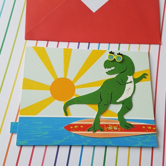 2 pcs C R Gibson Luxury Card Dinosaur (1 Card with Envelope) - Picture 3 of 16